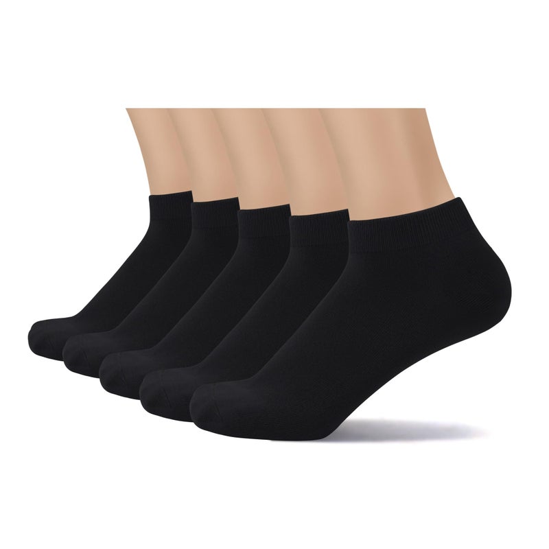 SERISIMPLE Thin Viscose Bamboo Low Cut Ankle Socks Men Thin Breathable Sock Comfort Cool Softy Sock 5 Paris(Large, Black) - Image 1